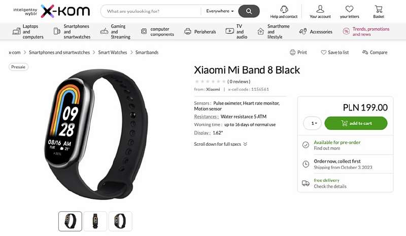 Глобальная версия Xiaomi Mi Band 8