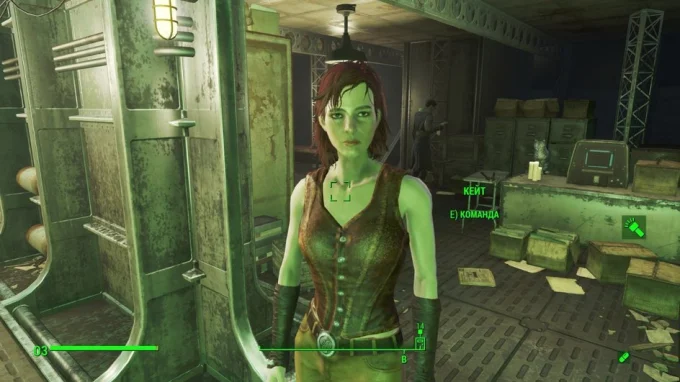 Напарница в игре Fallout 4, появившаяся после ввода чит-кода