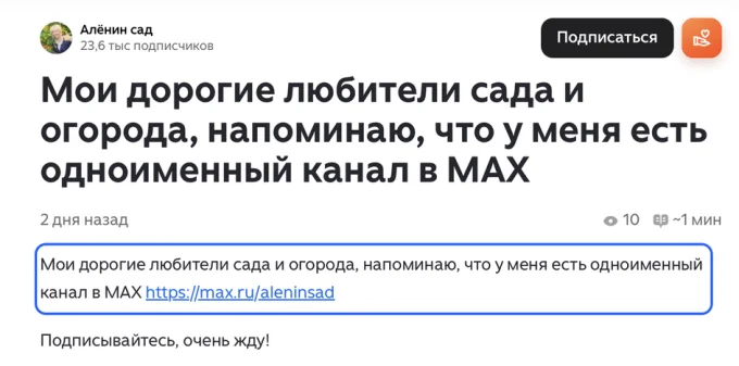 продвижение каналов в MAX