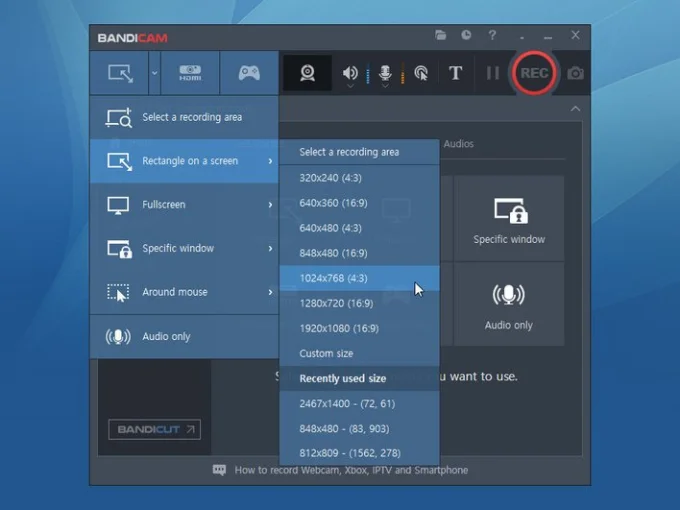 Интерфейс Bandicam