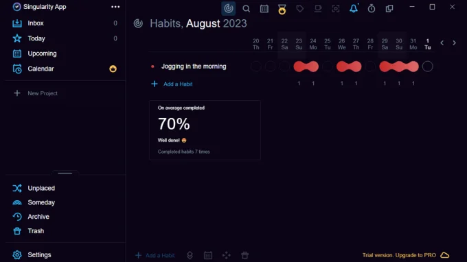 Скриншот приложение Singularity App