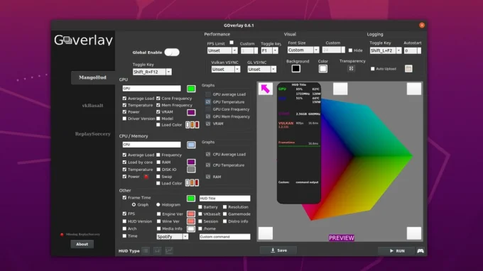 Интерфейс MangoHUD