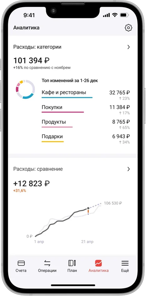 Страница учета расходов в приложении