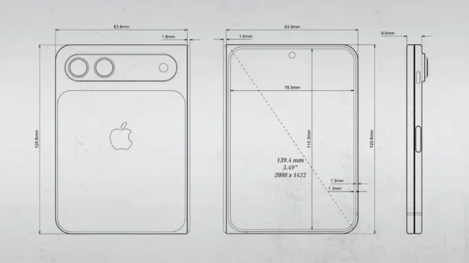 габариты iPhone Fold чертеж